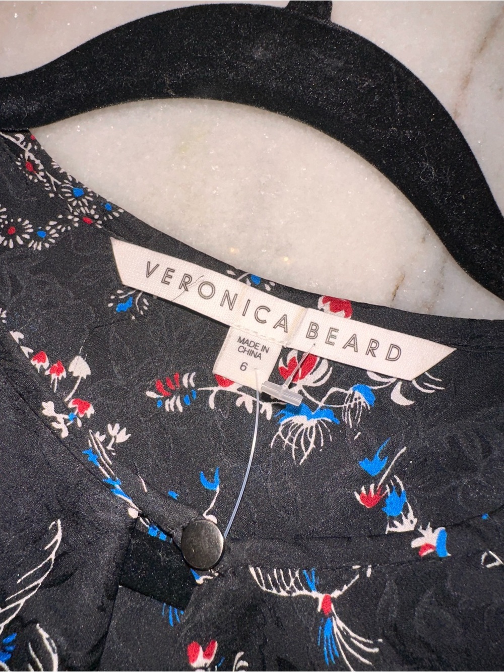 NWOT Veronica Beard Preston Silk Size 6 Black Floral Ruffle Long-Sleeve Dress - Picture 11 of 12